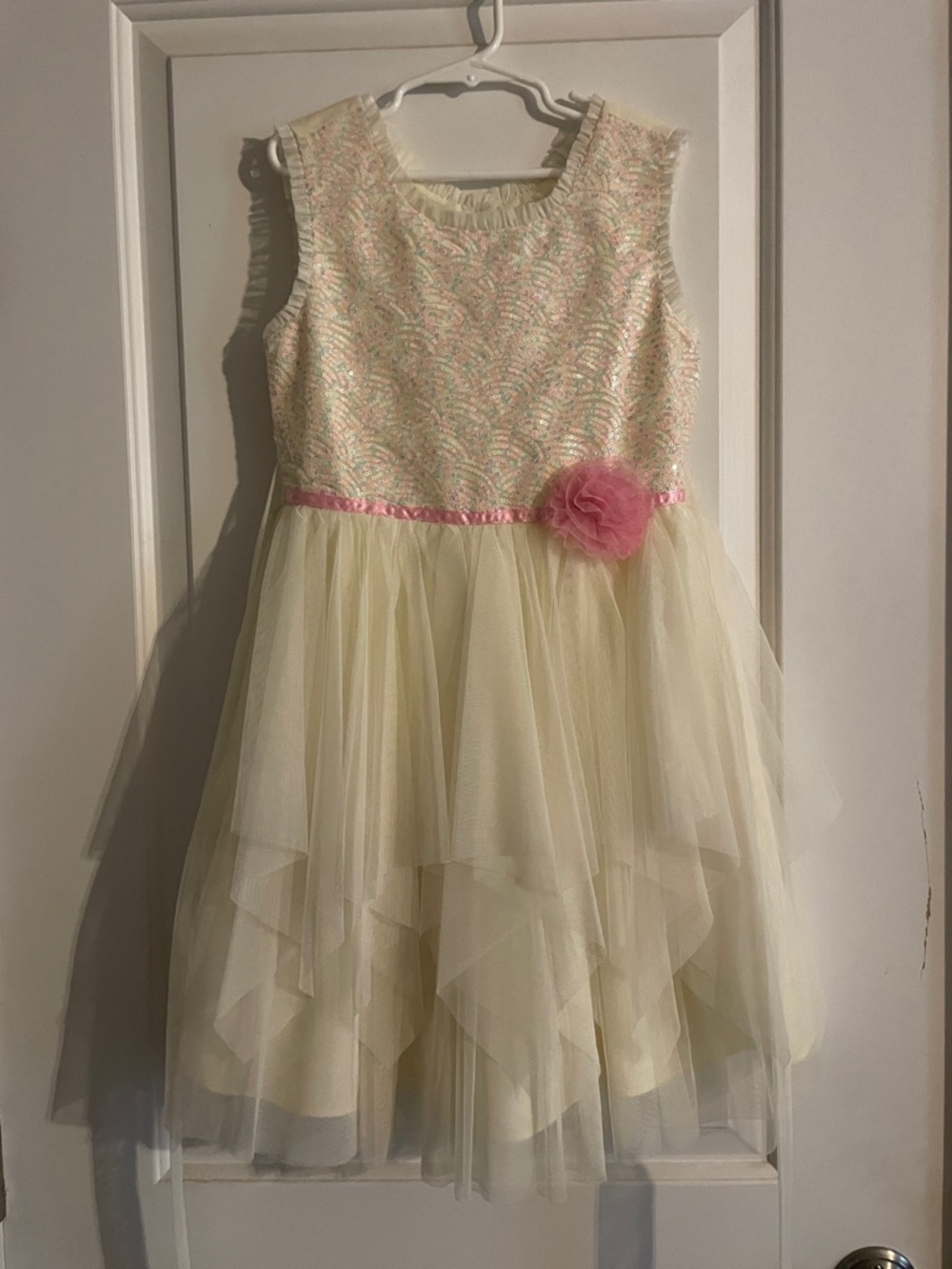 Girls Tulle Party Dress with pink flower